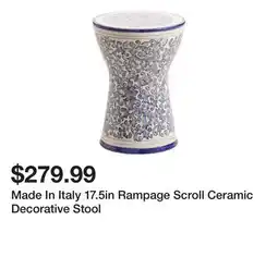 Marshalls Made In Italy 17.5in Rampage Scroll Ceramic Decorative Stool offer