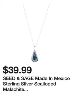 Marshalls SEED & SAGE Made In Mexico Sterling Silver Scalloped Malachite Teardrop Necklace offer