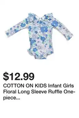Marshalls COTTON ON KIDS Infant Girls Floral Long Sleeve Ruffle One-piece Swimsuit offer