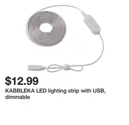 Ikea KABBLEKA LED lighting strip with USB, dimmable offer