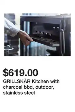 Ikea GRILLSKÄR Kitchen with charcoal bbq, outdoor, stainless steel offer
