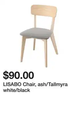 Ikea LISABO Chair, ash/Tallmyra white/black offer