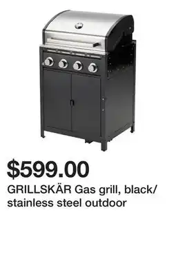 Ikea GRILLSKÄR Gas grill, black/stainless steel outdoor offer