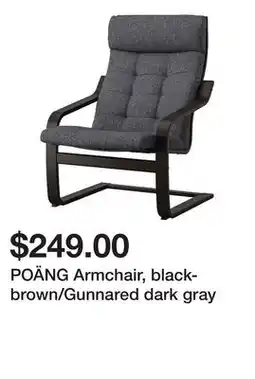 Ikea POÄNG Armchair, black-brown/Gunnared dark gray offer