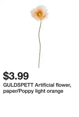 Ikea GULDSPETT Artificial flower, paper/Poppy light orange offer