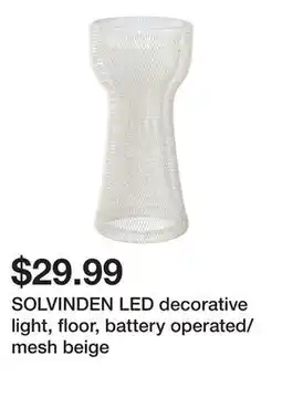 Ikea SOLVINDEN LED decorative light, floor, battery operated/mesh beige offer