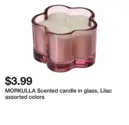 Ikea MORKULLA Scented candle in glass, Lilac assorted colors offer
