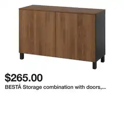 Ikea BESTÅ Storage combination with doors, black-brown/Lappviken/Stubbarp walnut effect offer
