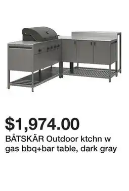Ikea BÅTSKÄR Outdoor ktchn w gas bbq+bar table, dark gray offer