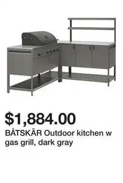 Ikea BÅTSKÄR Outdoor kitchen w gas grill, dark gray offer