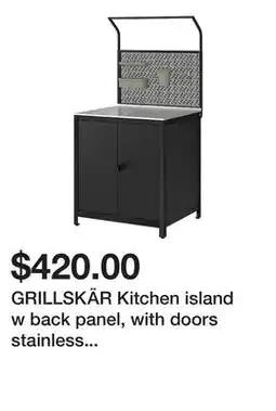 Ikea GRILLSKÄR Kitchen island w back panel, with doors stainless steel/outdoor offer