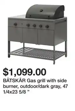 Ikea BÅTSKÄR Gas grill with side burner, outdoor/dark gray, 47 1/4x23 5/8 offer