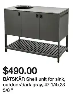 Ikea BÅTSKÄR Shelf unit for sink, outdoor/dark gray, 47 1/4x23 5/8 offer