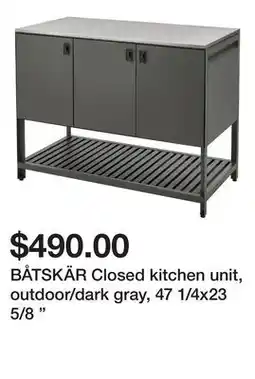 Ikea BÅTSKÄR Closed kitchen unit, outdoor/dark gray, 47 1/4x23 5/8 offer