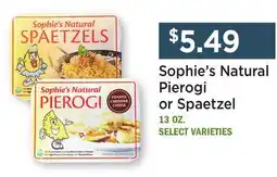 Heinen's Sophie's Natural Pierogi or Spaetzel offer