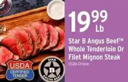 Brookshire's Star B Angus Beef Whole Tenderloin Or Filet Mignon Steak offer