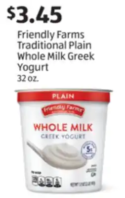 Aldi Friendly Farms Traditional Plain Whole Milk Greek Yogurt offer