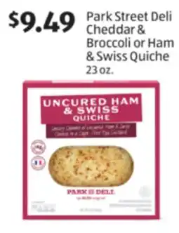 Aldi Park Street Deli Cheddar & Broccoli or Ham & Swiss Quiche offer