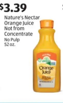 Aldi Nature's Nectar Orange Juice offer