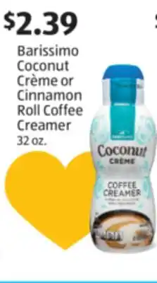 Aldi Barissimo Coconut Crème or Cinnamon Roll Coffee Creamer offer