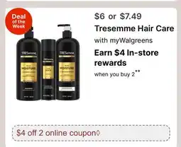 Walgreens Tresemme Hair Care offer