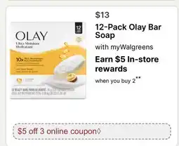 Walgreens 12-Pack Olay Bar Soap offer