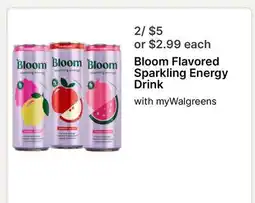 Walgreens Bloom Flavored Sparkling Energy Drink offer