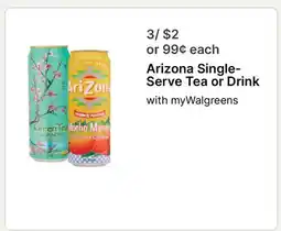 Walgreens Arizona Single-Serve Tea or Drink offer