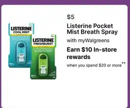 Walgreens Listerine Pocket Mist Breath Spray offer