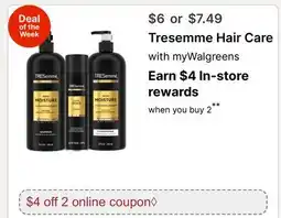 Walgreens Tresemme Hair Care offer