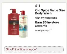 Walgreens Old Spice Value Size Body Wash offer