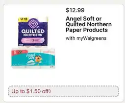 Walgreens Angel Soft or Quilted Northern Paper Products offer