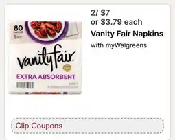Walgreens Vanity Fair Napkins offer
