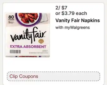 Walgreens Vanity Fair Napkins offer