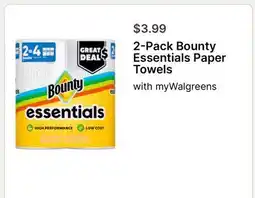 Walgreens 2-Pack Bounty Essentials Paper Towels offer