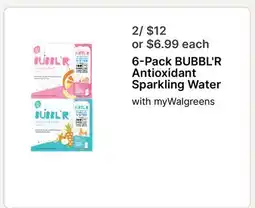 Walgreens 6-Pack BUBBL'R Antioxidant Sparkling Water offer