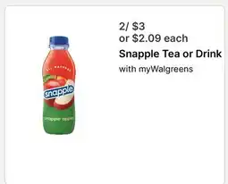 Walgreens Snapple Tea or Drink offer