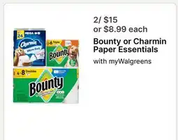 Walgreens Bounty or Charmin Paper Essentials offer
