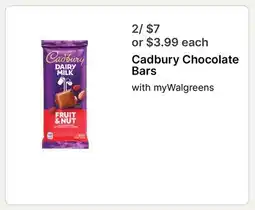 Walgreens Cadbury Chocolate Bars offer