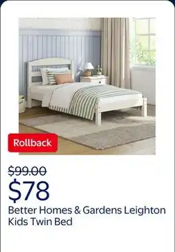 Walmart Better Homes & Gardens Leighton Kids Twin Size Bed, Wood Platform Bed Frame, Off-White offer