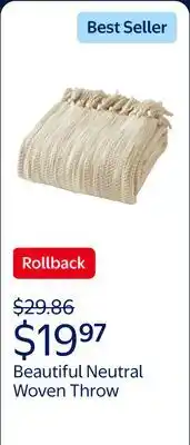 Walmart Beautiful Neutral Woven Throw by Drew Barrymore offer