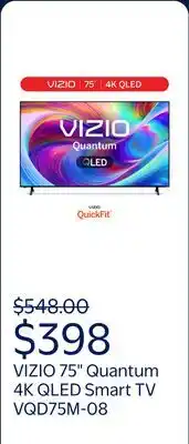 Walmart VIZIO 75 Class Quantum 4K QLED HDR Smart TV (NEW) VQD75M-08 offer