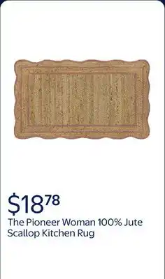 Walmart The Pioneer Woman 100% Jute Scallop Kitchen Rug, Natural & Coral offer