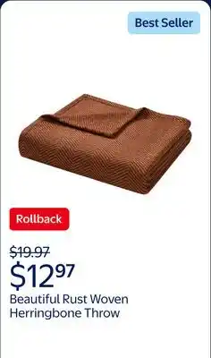 Walmart Beautiful Rust Woven Herringbone Throw by Drew Barrymore offer
