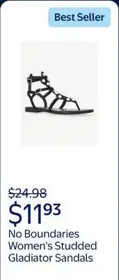 Walmart No Boundaries Women's Studded Gladiator Sandals offer