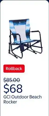 Walmart GCI Outdoor Beach Rocker Low Profile Foldable Rocking Chair, Wave Blue offer