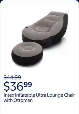 Walmart Intex 68564E Inflatable Ultra Lounge Chair With Cup Holder And Ottoman Set, Gray offer