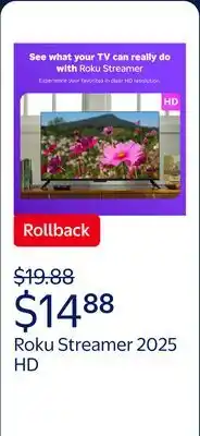 Walmart Roku Streamer 2025 - HD Roku Streaming Device for TV with Voice Remote - Free & Live TV offer
