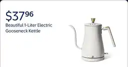 Walmart Beautiful 1-Liter Electric Gooseneck Kettle 1200 W, White Icing by Drew Barrymore offer