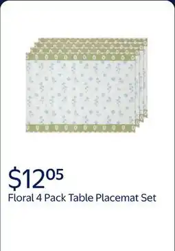 Walmart Floral 4 Pack Table Placemat Set - 14 x 19 Each - 100% Cotton, Multi-color offer
